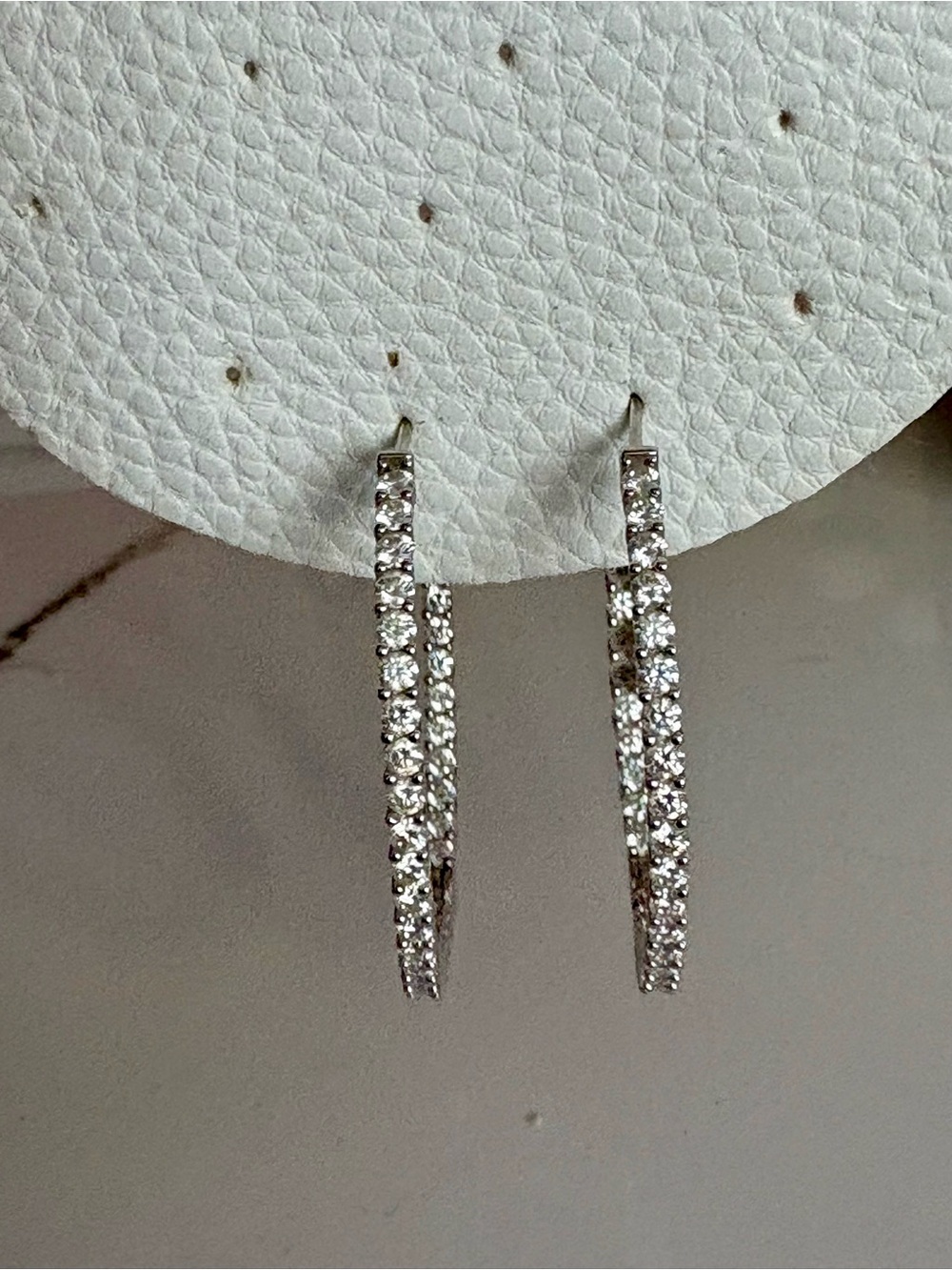 Silver Crystal Drop Hoop Earrings - Sparkling Silver